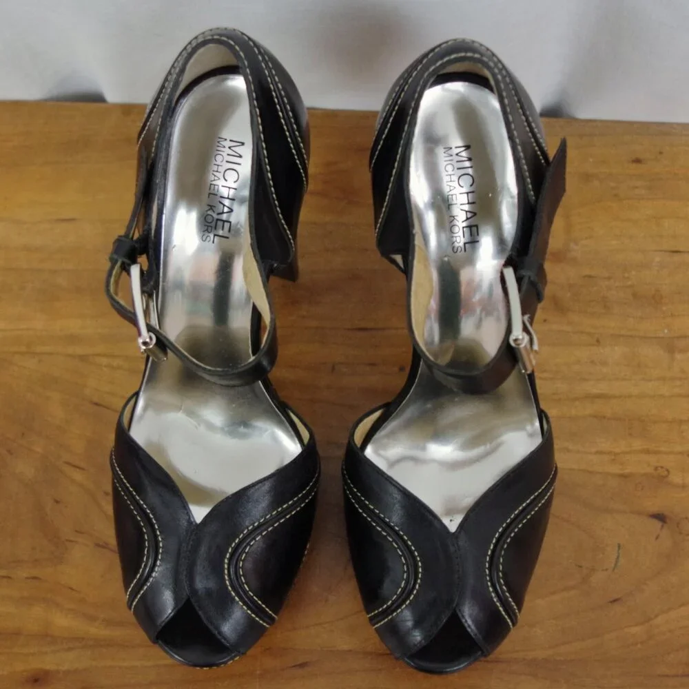 Michael; Michael Kors Platform High Open Toed Heels Size 9.5M - Picture 5 of 12